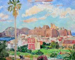 EDWIN HUNZIKER, Palma e Castello, olio su tela (1960)